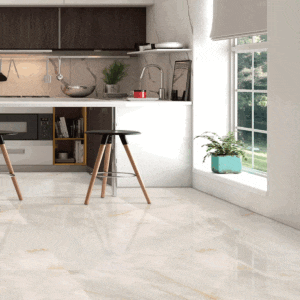 Pavimento Marmo Onyx 60x120 effetto marmo onice lucido in ambiente moderno